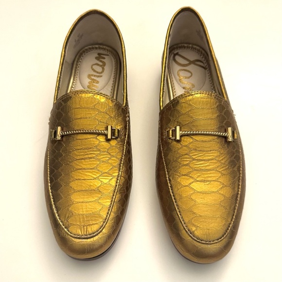 Sam Edelman Women’s Lior Horsebit Gold Leather Casual Slip on shoes size-7 M - Picture 2 of 10